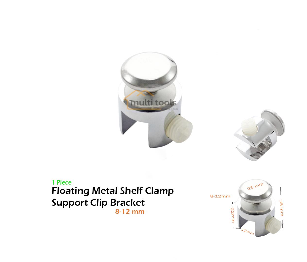 8mm To 12mm Floating Metal Shelf Clamp Support Clip Bracket.